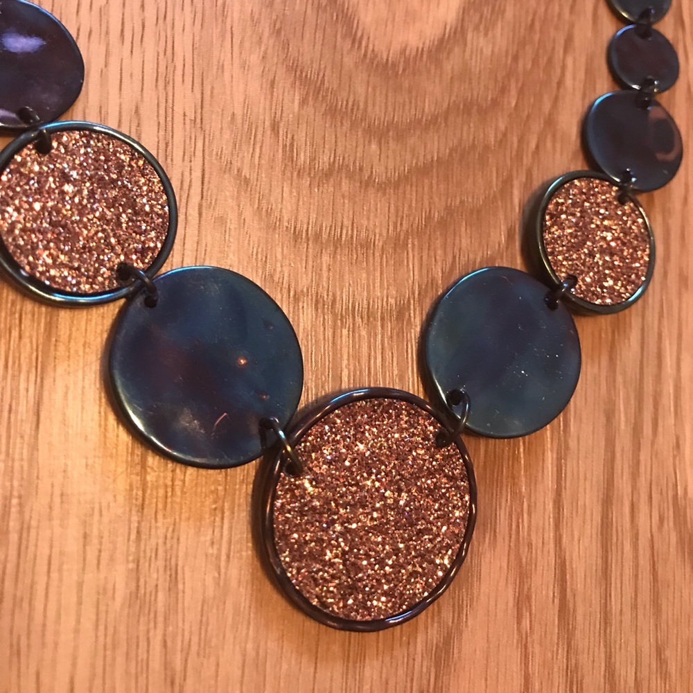 6/$20 Glitzy Adjustable Length Necklace with Gold, Copper, and Pewter Tones